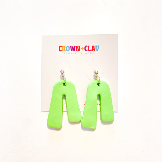 funky arch dangles - lime green